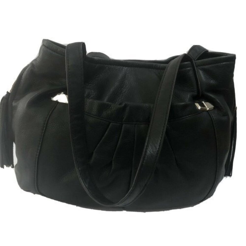 Bmakowsky Handbag ShoulderBag Black Genuine Leather Large Satchel Purse